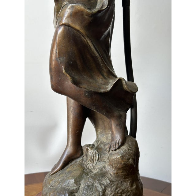 Zinc and Glass Lamp with Nymph from Julien Caussé, 1900s For Sale - Image 9 of 17