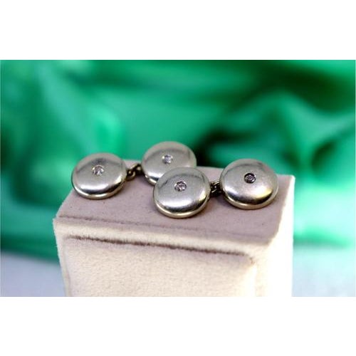 White Gold Cufflinks with Brilliant-Cut Diamonds, Set of 2 For Sale - Image 6 of 6
