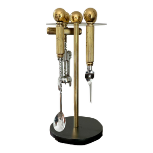Hollywood Regency Brass Five Piece Cocktail Bar Tool Set by Maxwell Phillips