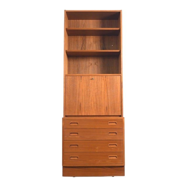 Attributed to Carlo Jensen Four Drawer Chest With Drop Front Hutch by Hundevad + Co | Danish Modern 1960s For Sale