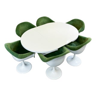 Space Age Swivel Chairs and Extendable Table by K. Schäfer for Lübke, 1960s, Set of 7 For Sale