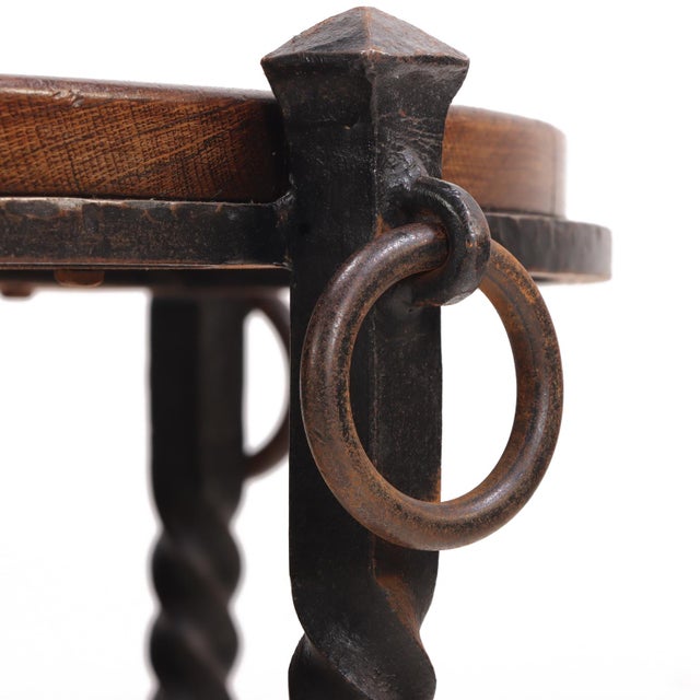 1960s French Brutalist Oak and Iron Coffee Table, C. 1960 For Sale - Image 5 of 7