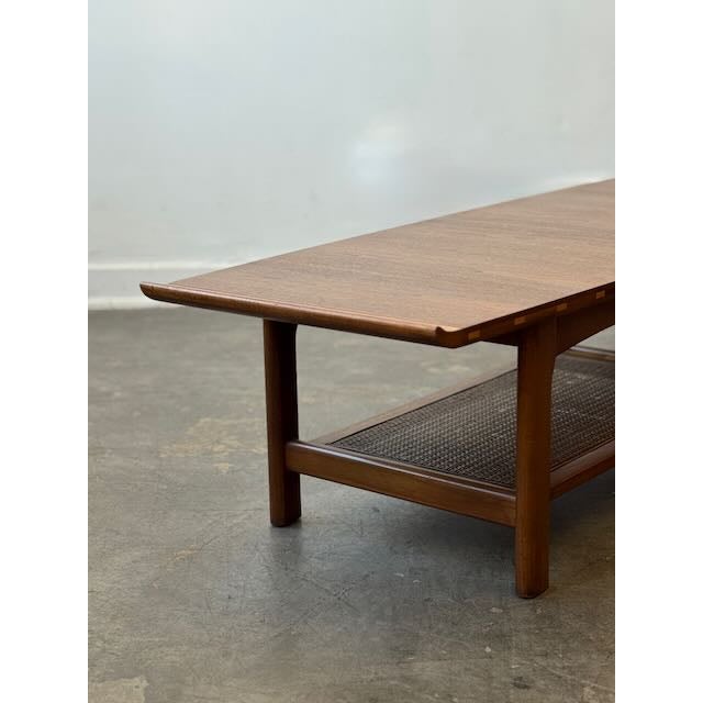 Wood 1960's Walnut and Caned Lane Altavista Coffee Table For Sale - Image 7 of 13