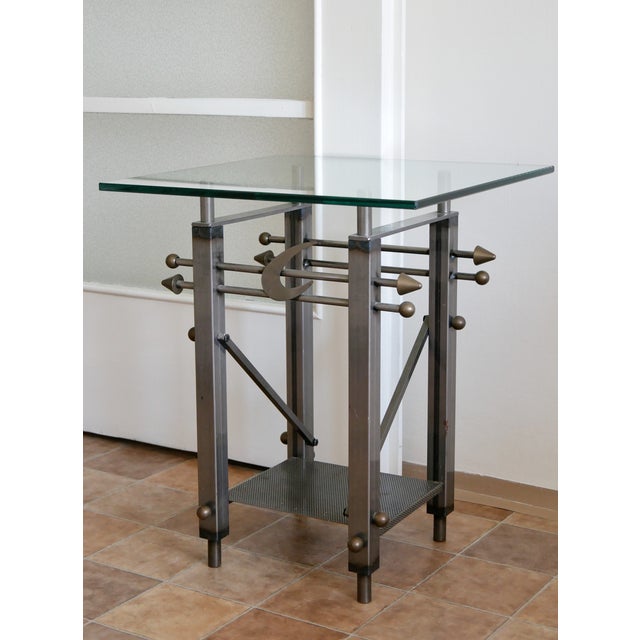 Black Postmodern Glass Side Table, 1990s For Sale - Image 8 of 8