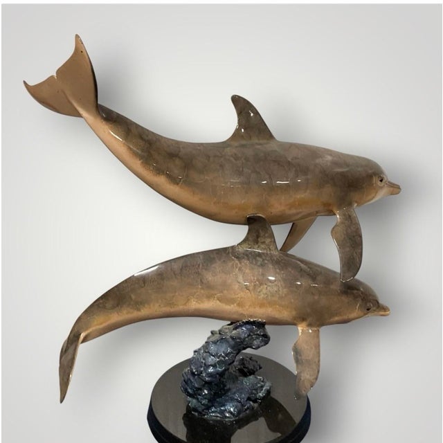 1990s Robert Wyland “Ocean Travelers” Bronze Dolphin Sculpture LTD Ed 64/200 For Sale - Image 4 of 11