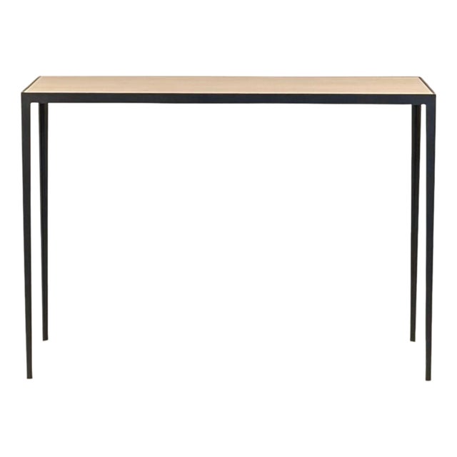 'Étude' Wrought Iron and Honed Cream Limestone Console by Design Frères For Sale