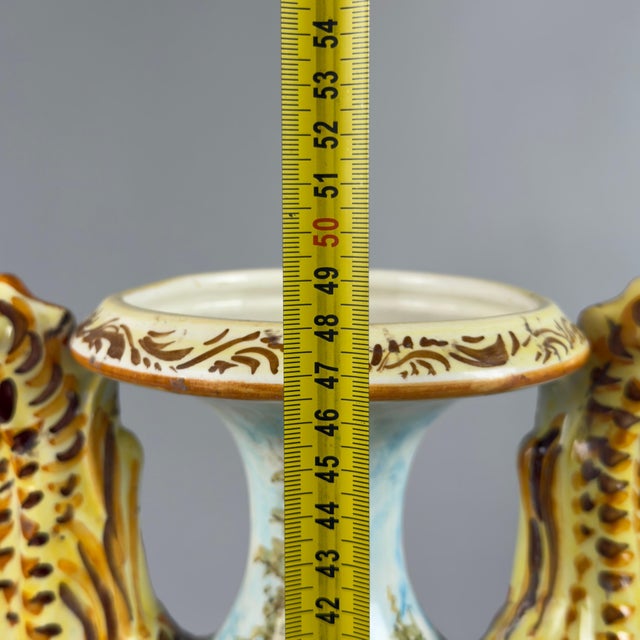Large Vintage Albisola Vase with Majolica Feline Handles, 1960s For Sale - Image 10 of 11