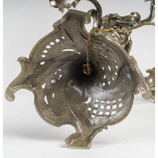 Metal Louis XV Style Silver Plated Bronze Candelabra, 19th Century, Set of 2 For Sale - Image 7 of 8