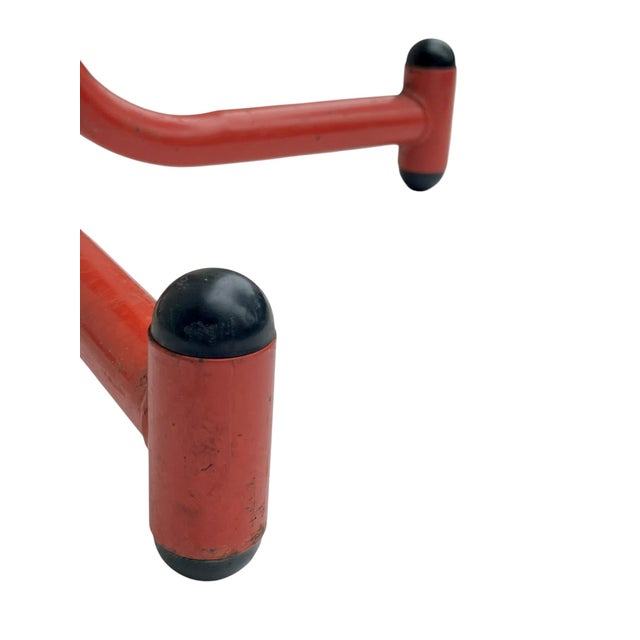 Vintage Memphis Style Red Metal Coat Rack | Postmodern Freestanding Hall Tree For Sale - Image 16 of 16