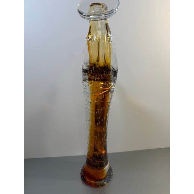 Amber 1970s Murano Archimede Seguso Amber Bullicante Glass Madonna Sculpture 14" For Sale - Image 8 of 8
