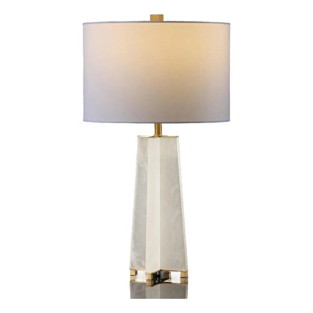 Gracellen Alabaster Table Lamp in White/Gold For Sale