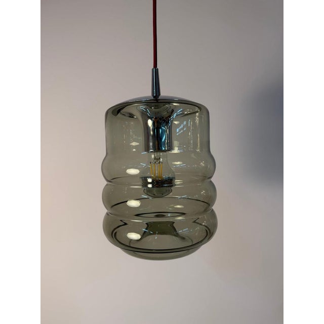 Hanging Lamp in Smoked Glass and Chrome from Peill & Putzler For Sale - Image 11 of 11