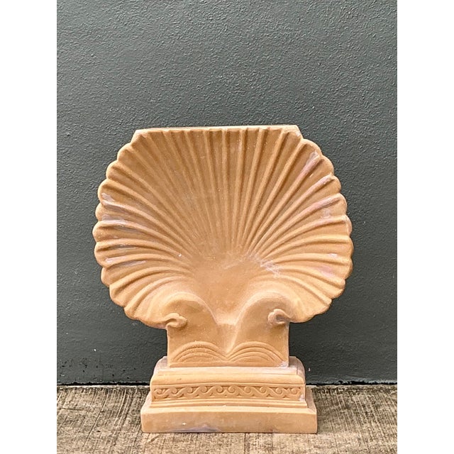 Sculpture Materials Vintage Eco-Plaster Clam Shell Console Pedestal For Sale - Image 7 of 12