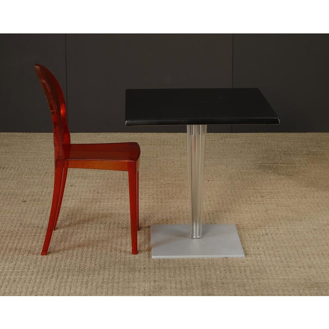Kartell Vintage Kartell Side Table, 1990s Italian Postmodern Table, Lucite Pedestal Table, Black Square Accent Table For Sale - Image 4 of 11