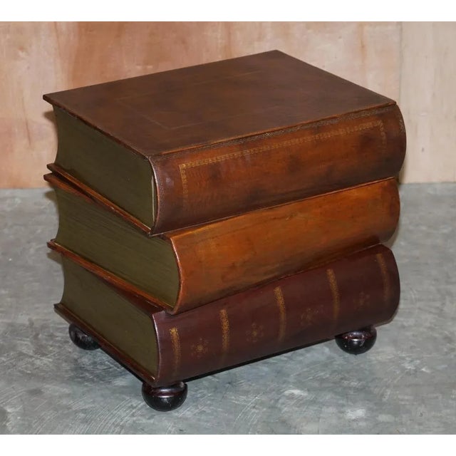 Leather Bound Side Tables with Drawers, Set of 2 For Sale - Image 10 of 18