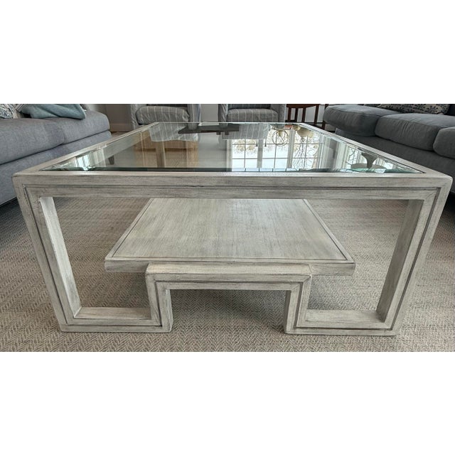 Lexington Furniture White Two Tier Glass Coffee Table For Sale - Image 4 of 8