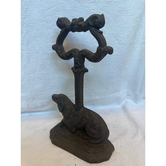 Brown Victorian Cast Iron Lab Door Stop For Sale - Image 8 of 9