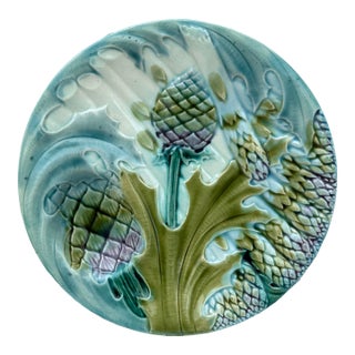 Majolica Asparagus Plate Luneville Keller & Guerin, Circa 1890 For Sale
