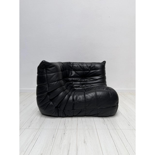 Vintage Togo Sofa in Black Leather by Michel Ducaroy for Ligne Roset, 1990s, Set of 4 For Sale - Image 10 of 18
