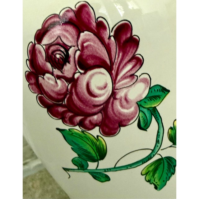 Tiffany & Co. White Porcelain Vase in the Strasbourg Flowers Pattern With Polychrome Decoration of Scattered Flowers and Foliage, Made in Portugal For Sale - Image 9 of 11