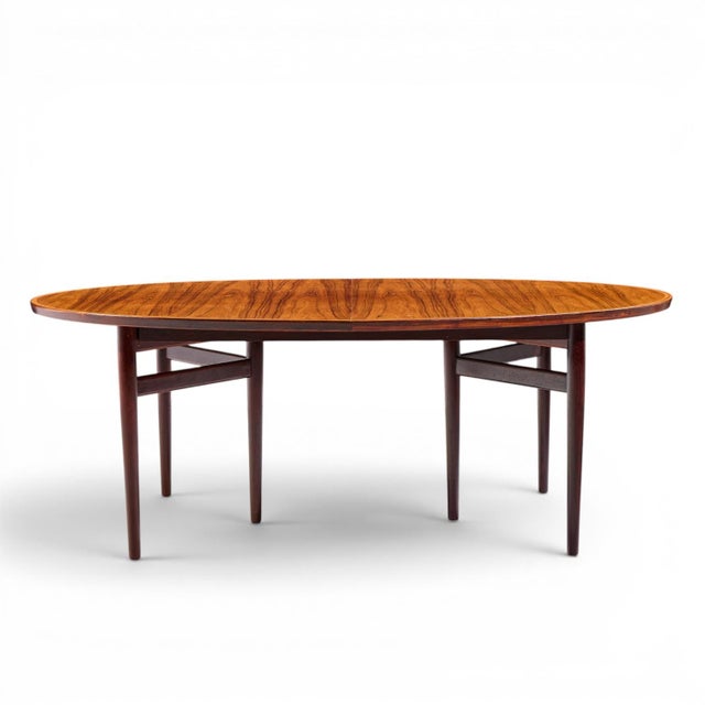 Wood Arne Vodder for Sibast Mid Century Danish Rosewood Expanding Oval Dining Table With 2 Leaves For Sale - Image 7 of 13