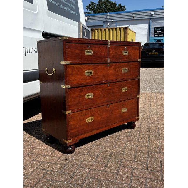 Brown Campaign Chest of Drawers in Mahogany For Sale - Image 8 of 14