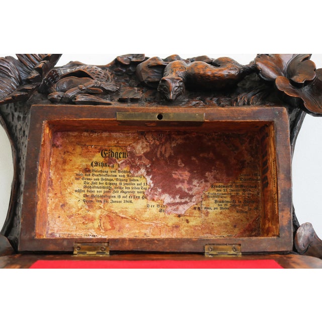 19th Century Black Forest Swiss Two Tier Jewelry Box with Fox and Bird, 1880 For Sale - Image 14 of 15