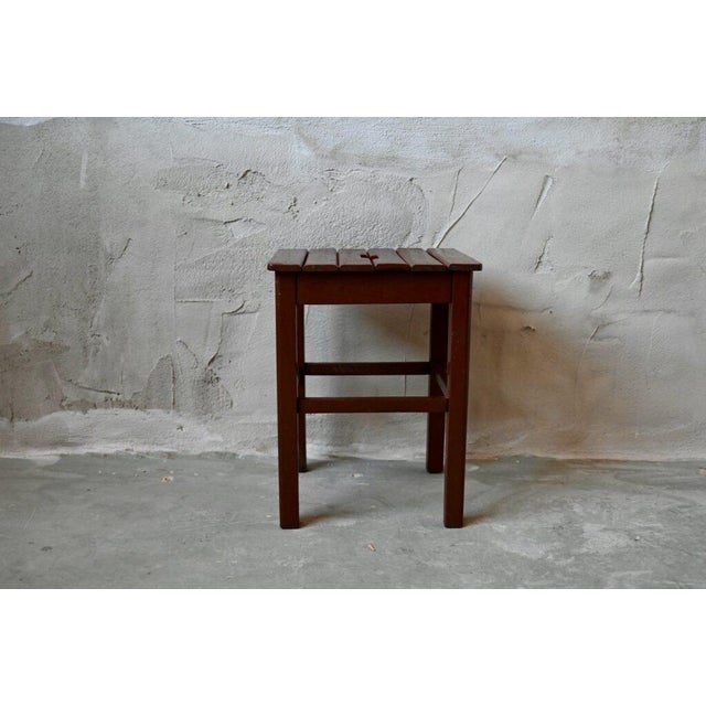 Rustic Rustic Wooden Farm Stool For Sale - Image 3 of 6