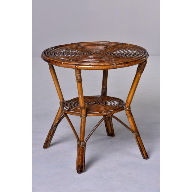 Wood Mid-Century Italian Rattan & Bamboo Two-Tier Side Table For Sale - Image 7 of 10