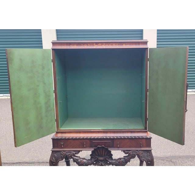 Art Deco Stunning Rare 1920s Inlaid Carved Accent Cabinet For Sale - Image 3 of 18