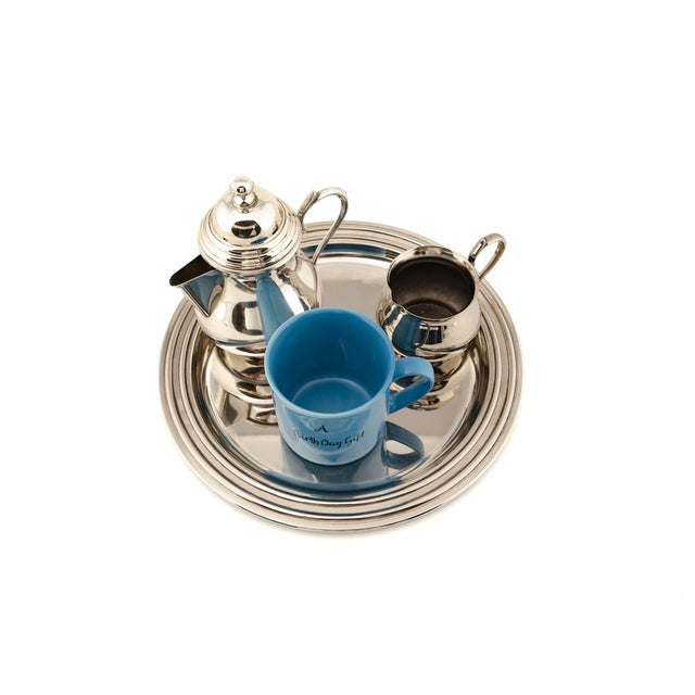 Ceramic Litolff Blue Porcelain Mug and Elkington & Co Silver Plated Coffee Service, 2010s, Set of 4 For Sale - Image 7 of 16
