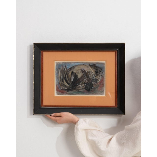 Mid 20th Century France Burnt Orange Wood Painting For Sale - Image 10 of 16