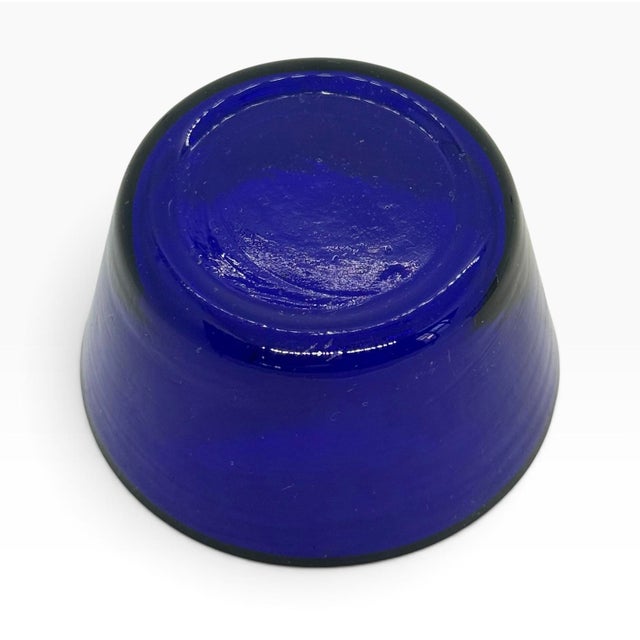 Blue Mid 20th Century Cobalt Blue Silver Plate Filigree Condiment Bowl For Sale - Image 8 of 12