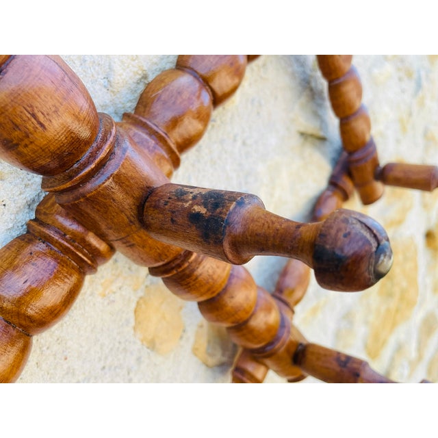 Antique Wall Mounted Turned Wood Folding Coat Rack, 1890s For Sale - Image 9 of 18