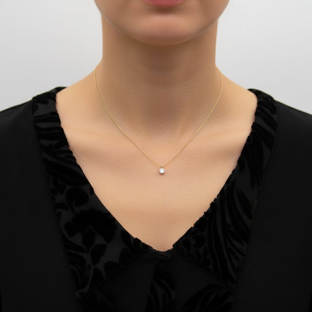 1910s 0.60 Carat Antique Old European Cut Diamond and 14k Gold Necklace For Sale - Image 10 of 10