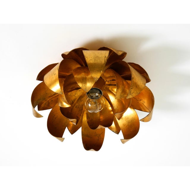 Vintage Gold-Plated Floral Wall Lamp, 1970s For Sale - Image 4 of 16