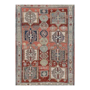 Rug & Kilim’s Caucasian Style Rug in Red and Pink With Medallions