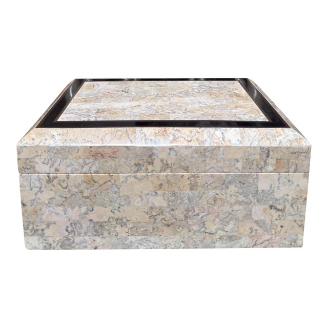 Modern Maitland Smith Travertine Marble Jewelry Box For Sale