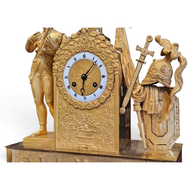 Empire Parisian Mercury-Gilt Bronze Statue Table Clock, France For Sale - Image 5 of 9