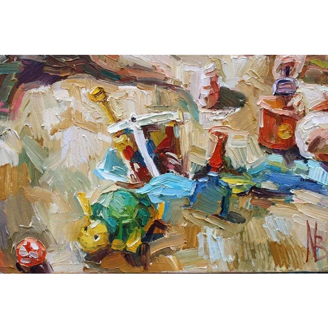 Figurative "Beach Day Sand Castle" Impressionist Oil Painting of Children on Canvas by Natalia Bessonova 2012 For Sale - Image 3 of 7