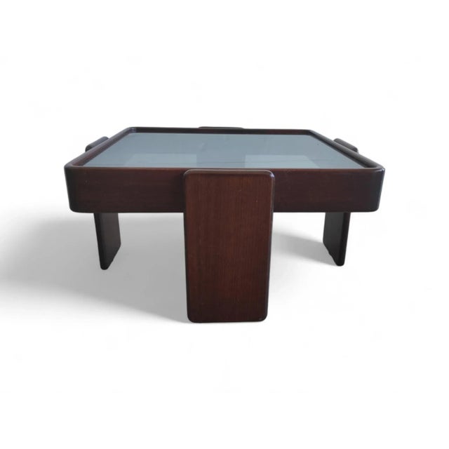 Coffee Table in Wood and Glass, 1970s For Sale - Image 6 of 7