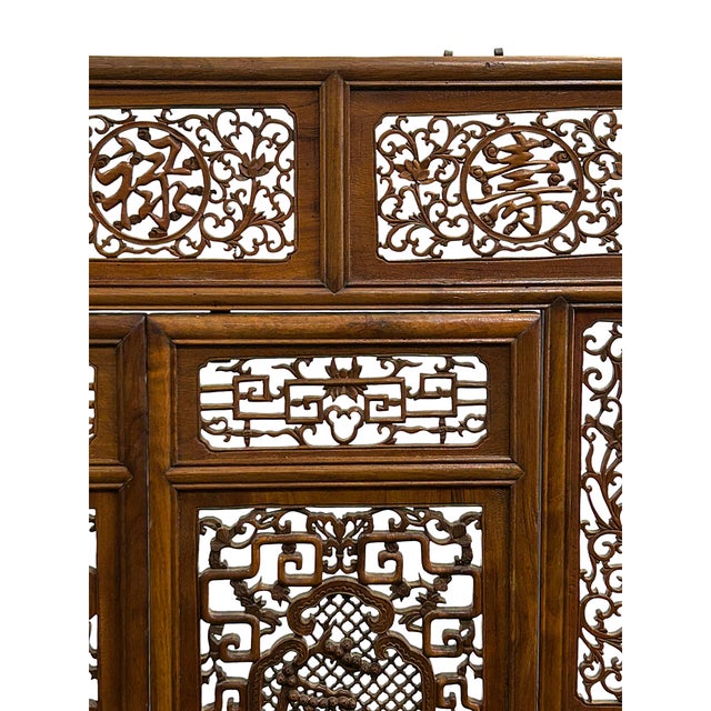Chinese Cow Ox Cranes Motifs Wood Wall Panel Window Screen For Sale - Image 12 of 14