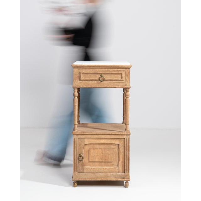 1900 - 1909 Early 20th Century French Oak Marble-Top Side Table For Sale - Image 5 of 13