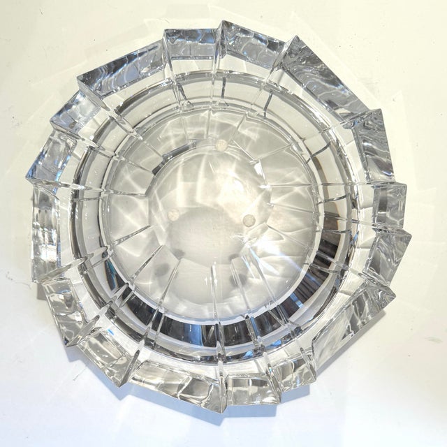 Modern Orrefors Sweden Faceted Cut Crystal 11” Centerpiece Bowl - Signed For Sale - Image 9 of 9