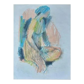 1970s Jack Meanwell Figural Nude Woman, Oil Pastel For Sale