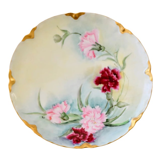 1900s Haviland France Limoges Carnation Plate For Sale