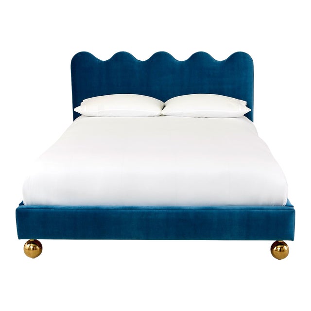 Jonathan Adler Ripple Queen Bed, Venice Peacock For Sale