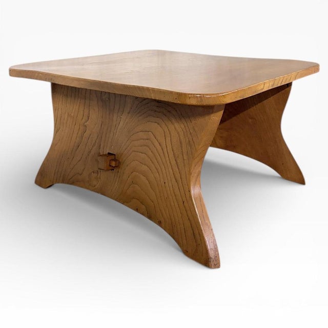 Contemporary Vintage Arts & Crafts Elm Coffee Table For Sale - Image 3 of 12