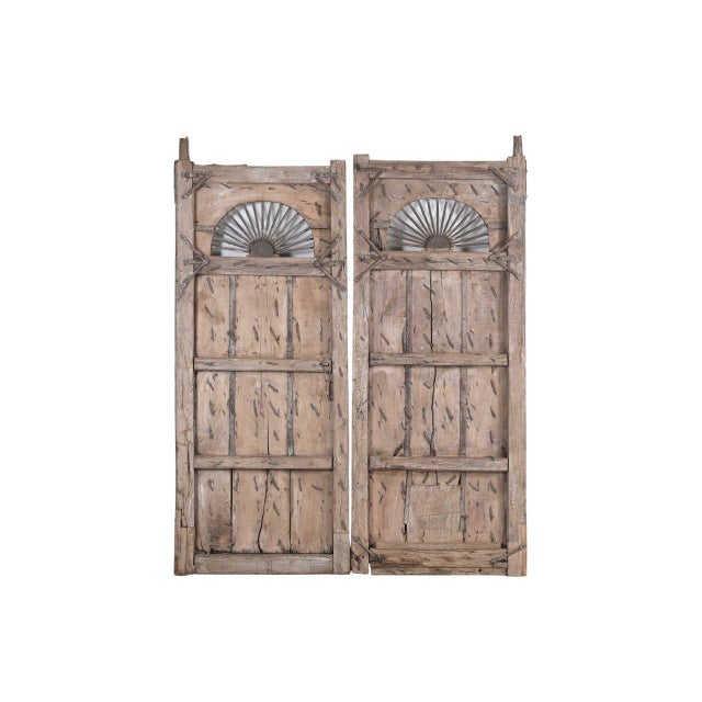 Antique Indian Carved and Bleached Teakwood Large Door For Sale - Image 4 of 4