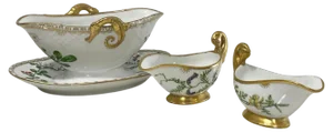 Flora Danica Porcelain Sauce Boats by Bing & Grøndahl, Denmark, 1920s, Set of 3
